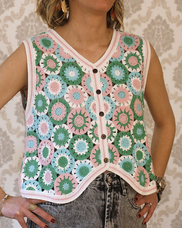 Débardeur Crochet motif fleurs