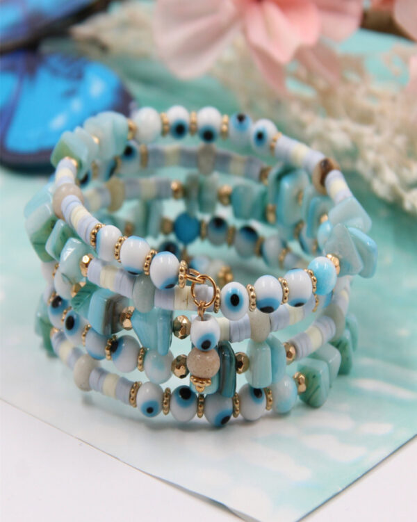 Bracelet multi tour perles bleu